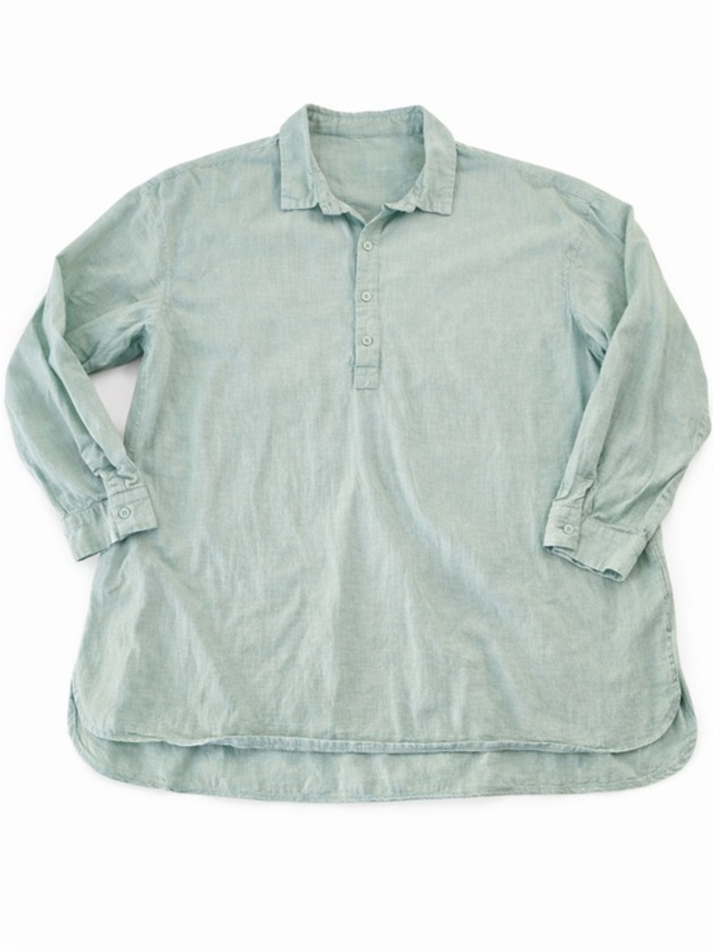 Flax Linen Blend Tunic Top Oversized Relaxed Button Lightweight Minimalist XL